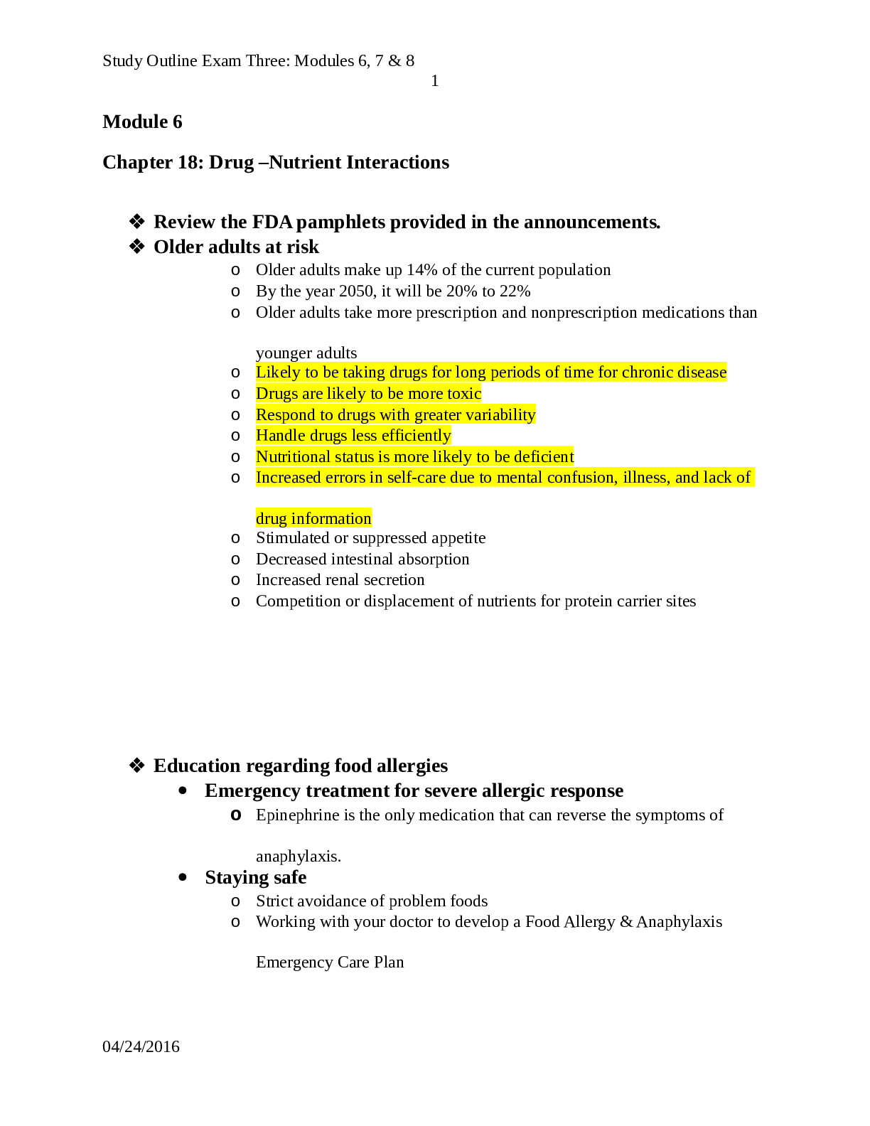 Preview of NUR 1172 Nutritional Principles Exam 3 Study Guide (Latest )